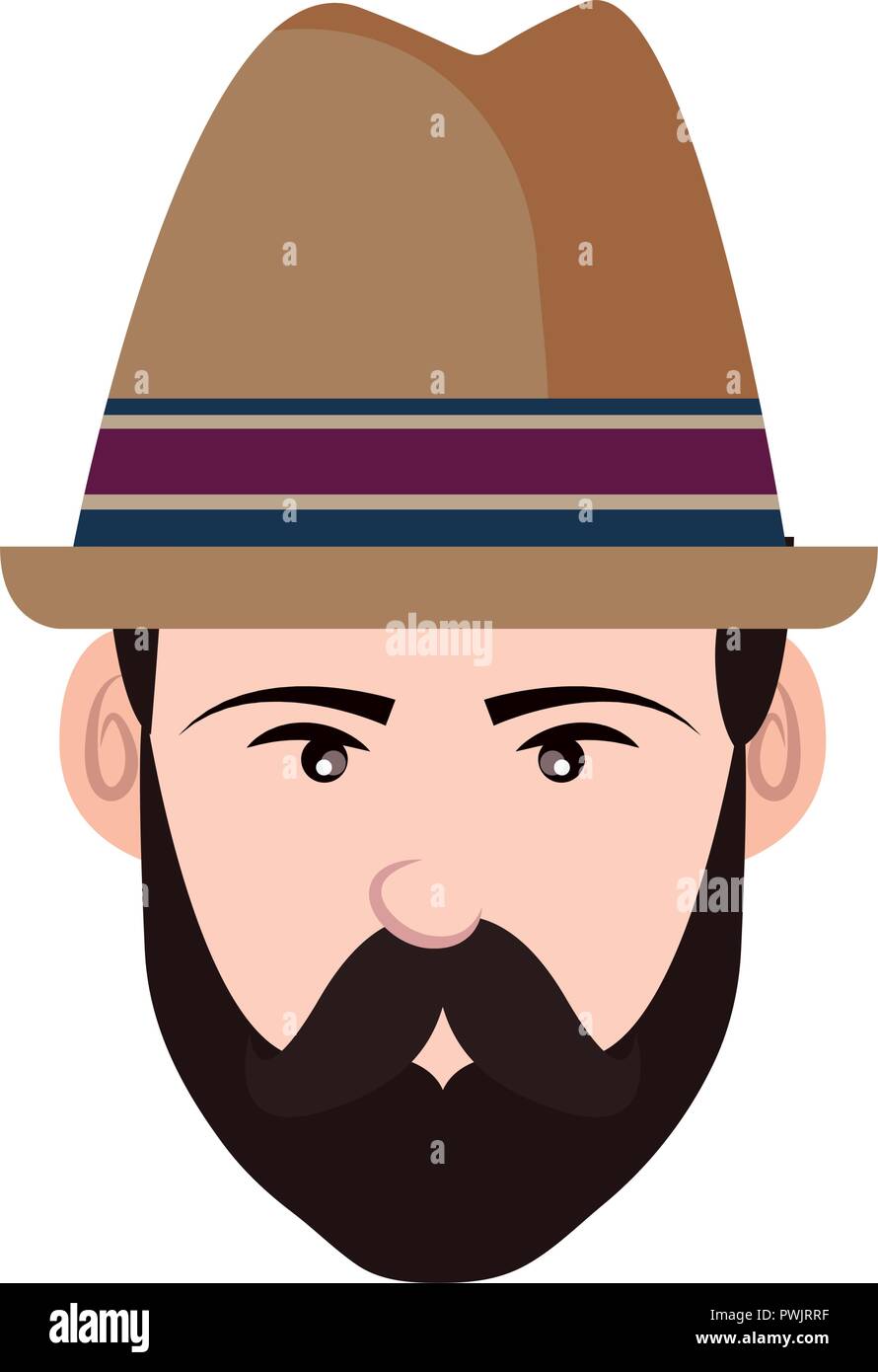 hipster face man on white background vector illustration Stock Vector ...