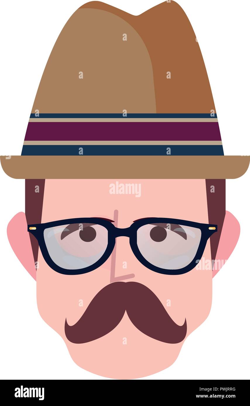 hipster face man on white background vector illustration Stock Vector ...