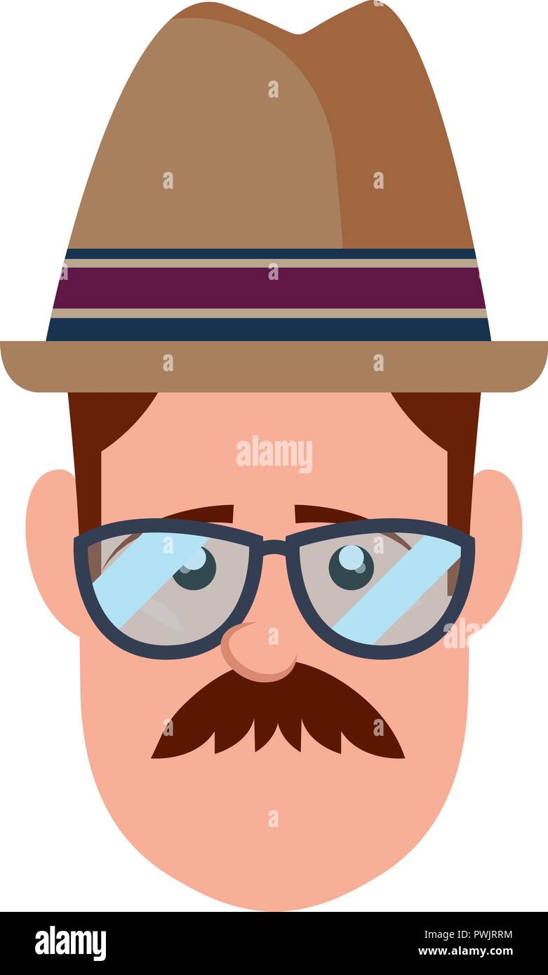 hipster face man on white background vector illustration Stock Vector ...
