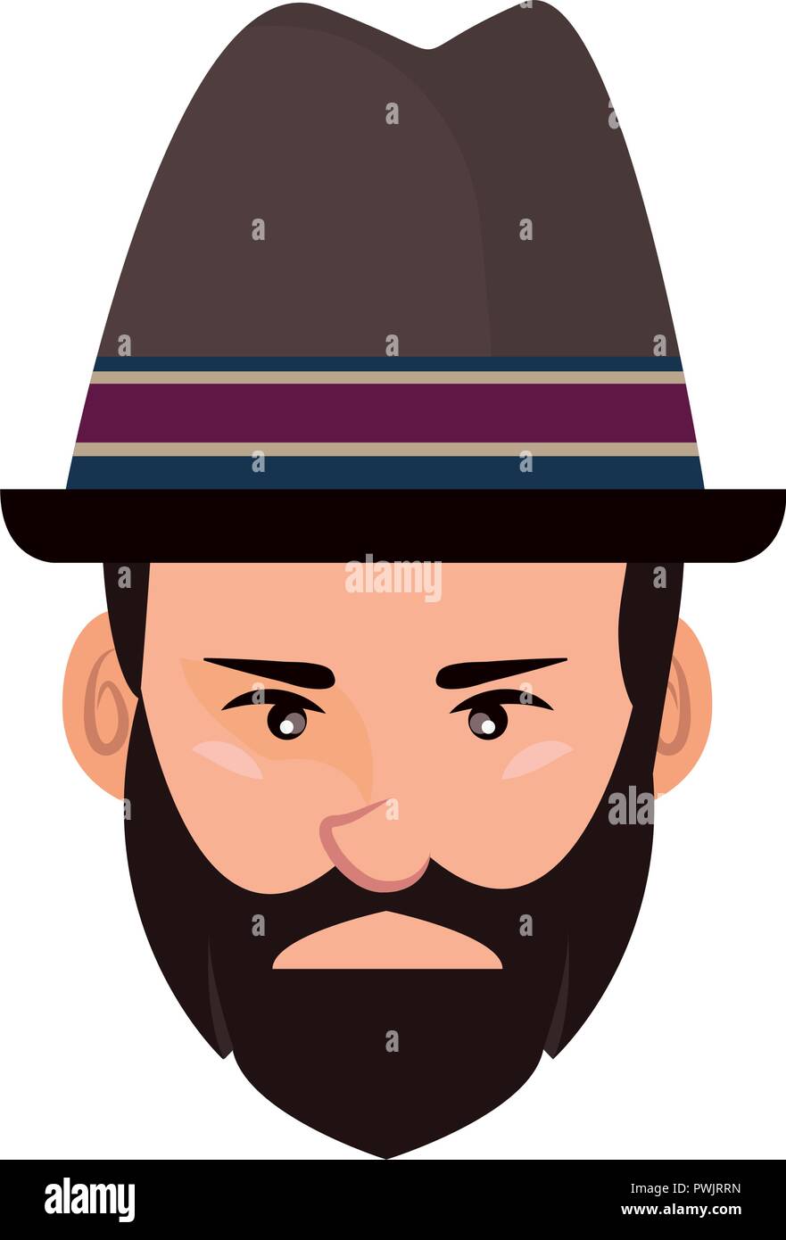 hipster face man on white background vector illustration Stock Vector ...