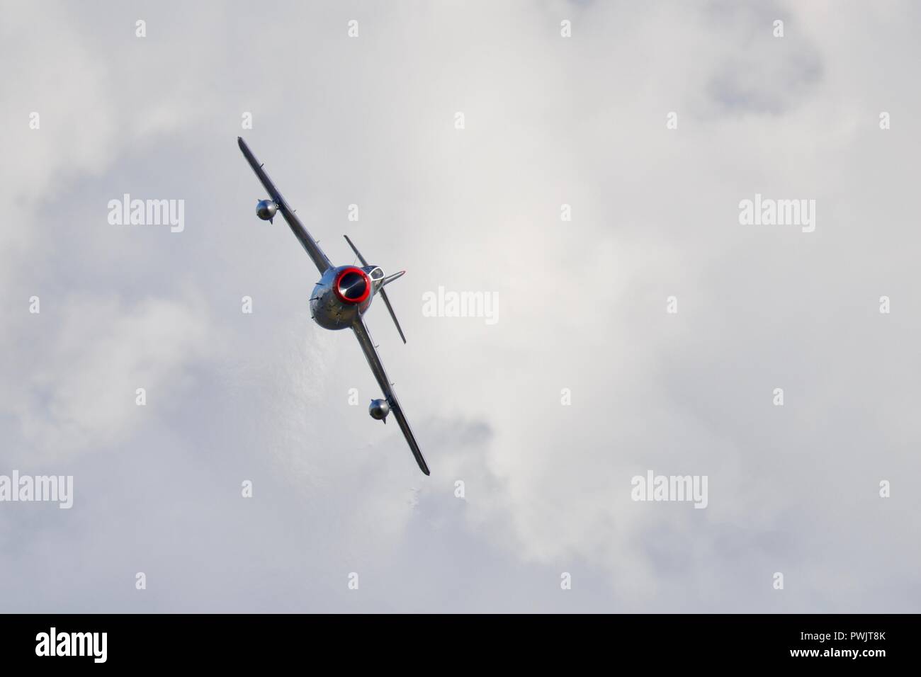 Mikoyan-Gurevich MiG-15 “RED 18”  flying at the IWM Duxford Battle of Britain Airshow on the 23 September 2018 Stock Photo