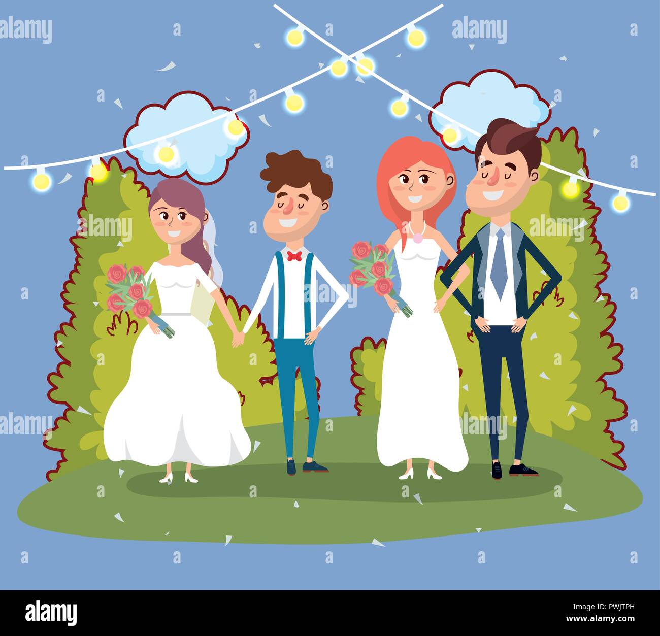 wedding card design cartoon Stock Vector