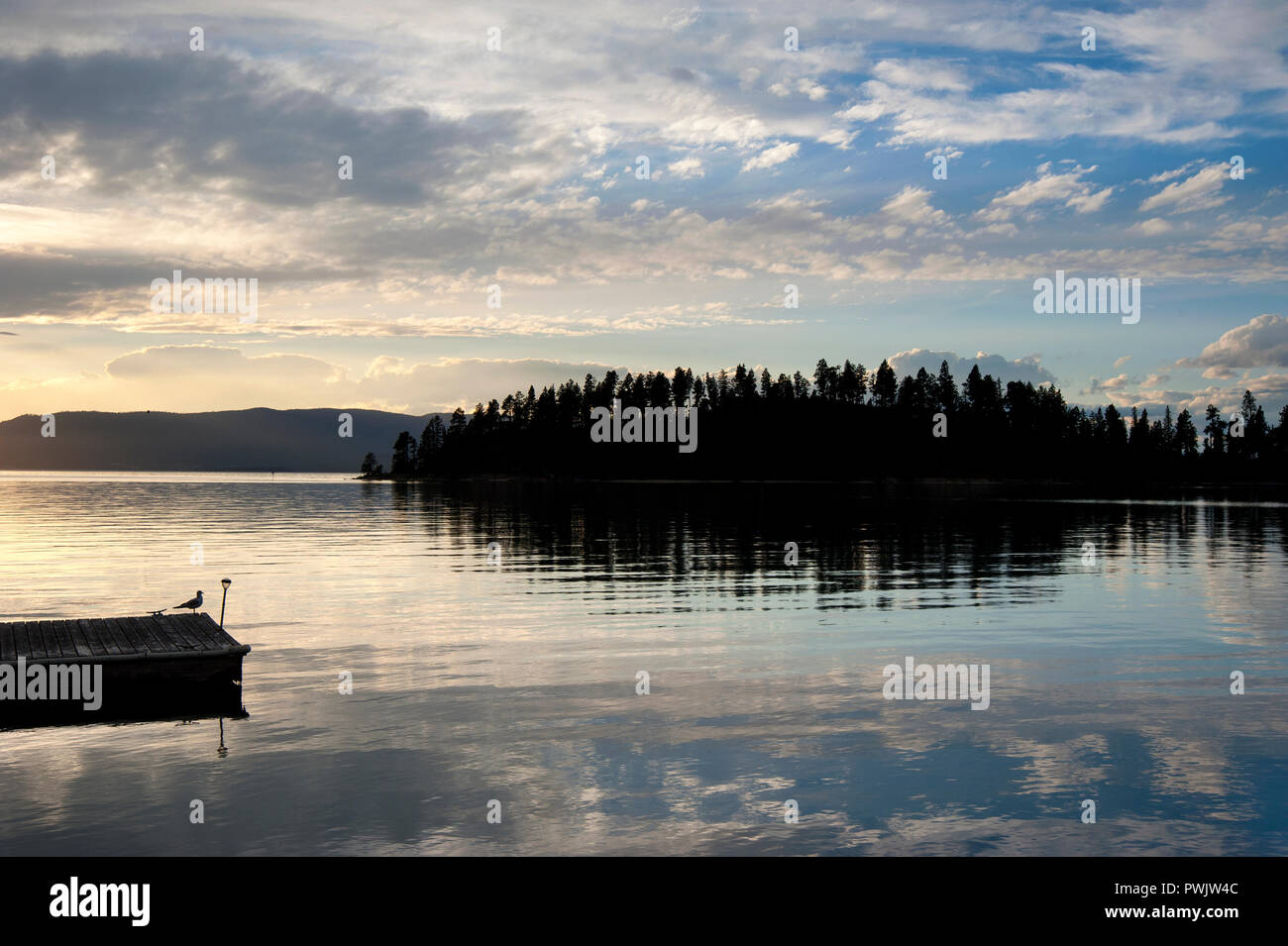 Sunset at Flathead Lake, Montana Stock Photo