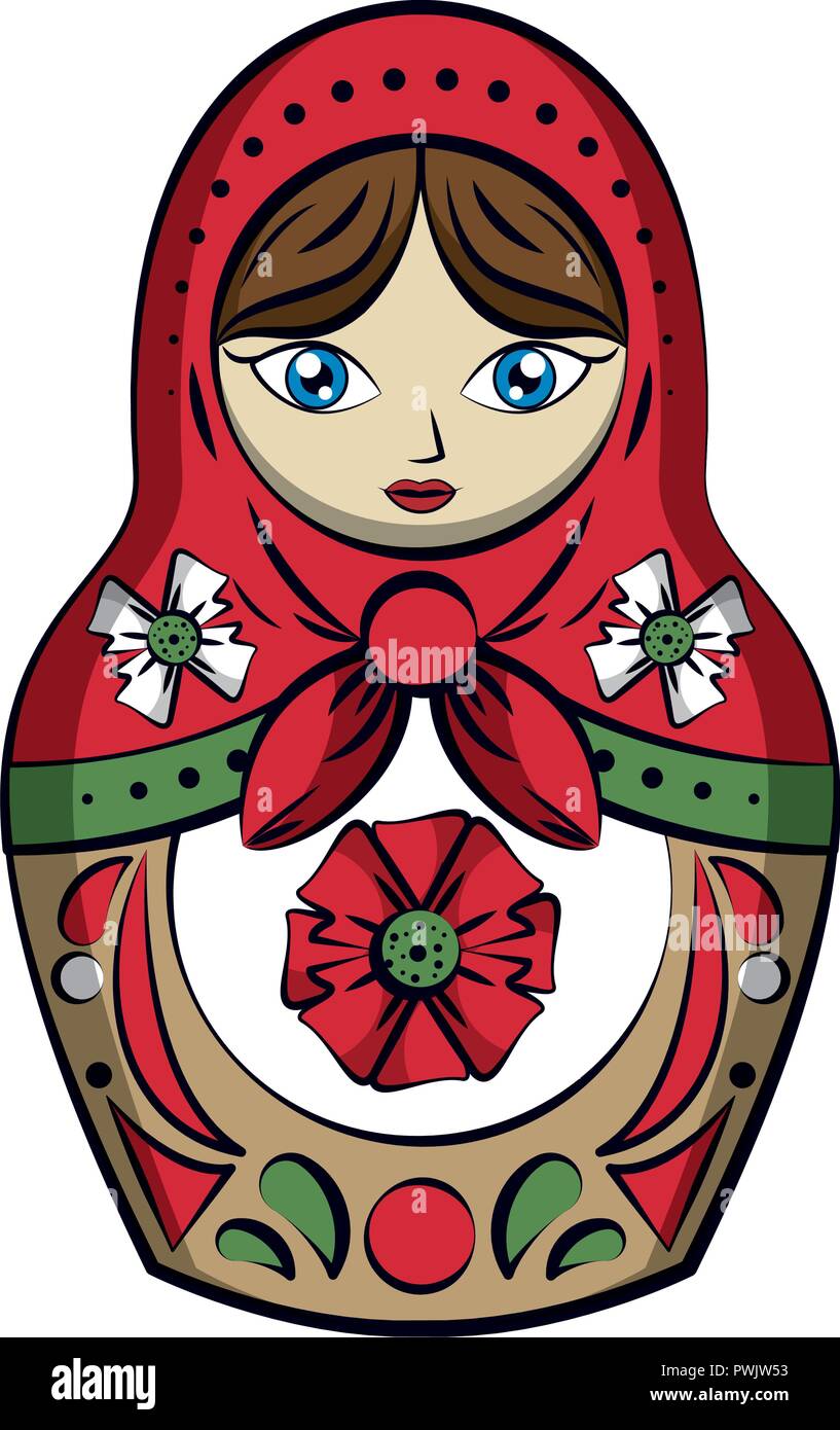 russian dolls drawing colorful vector illustration graphic design Stock
