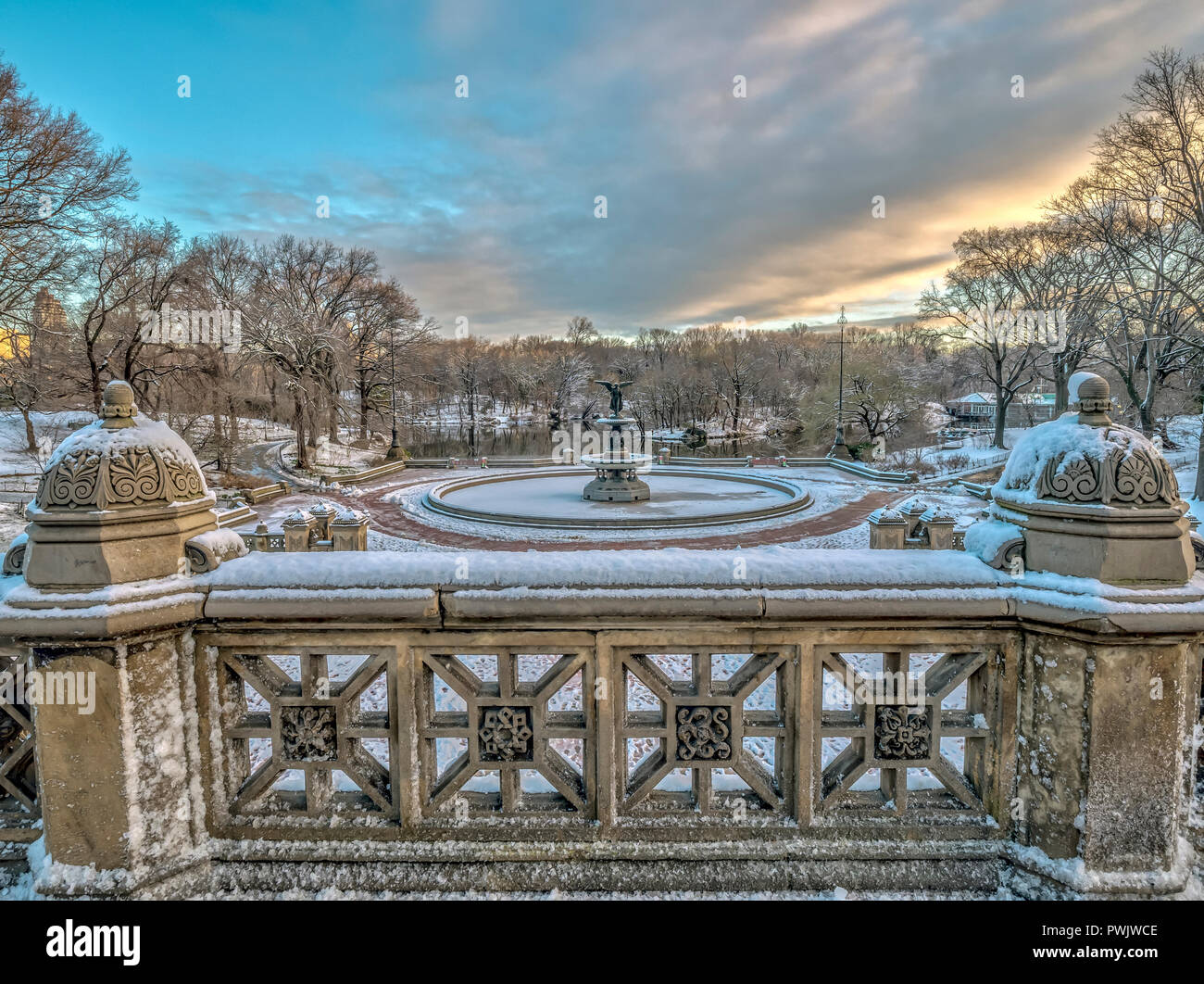 Winter at Bethesda Terrace in Central Park New York City Stock Photo - Alamy