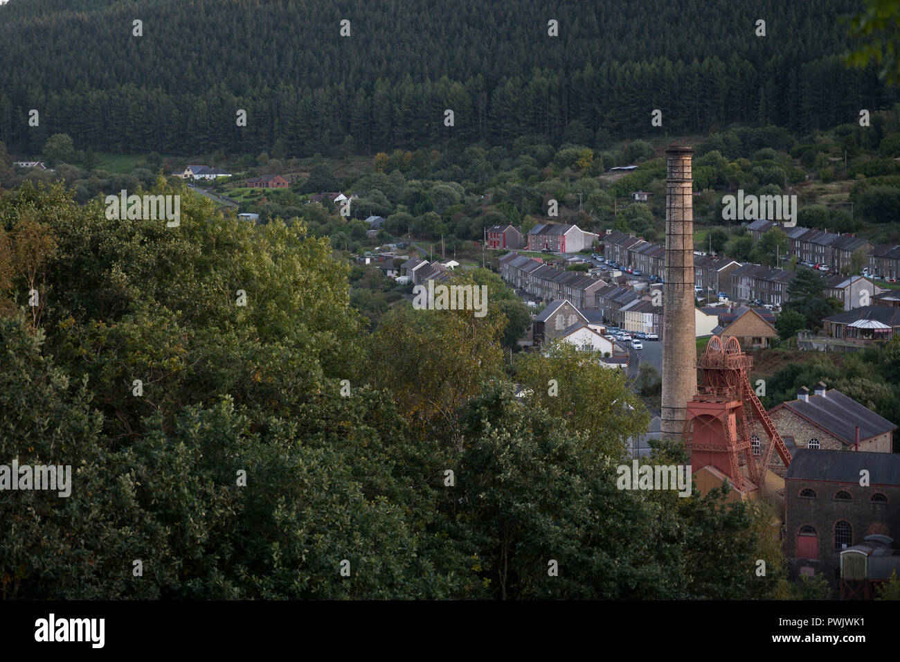 A general view of the Rhondda Heritage park in the former mining community of Trehafod in Rhondda Cynon Taf, Wales, UK. Stock Photo