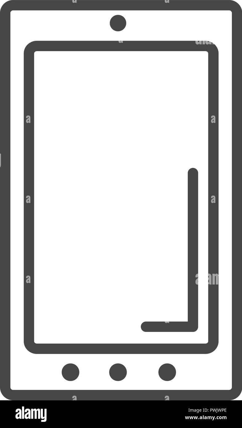 Smartphome mobile device in black and white vector illustration graphic ...