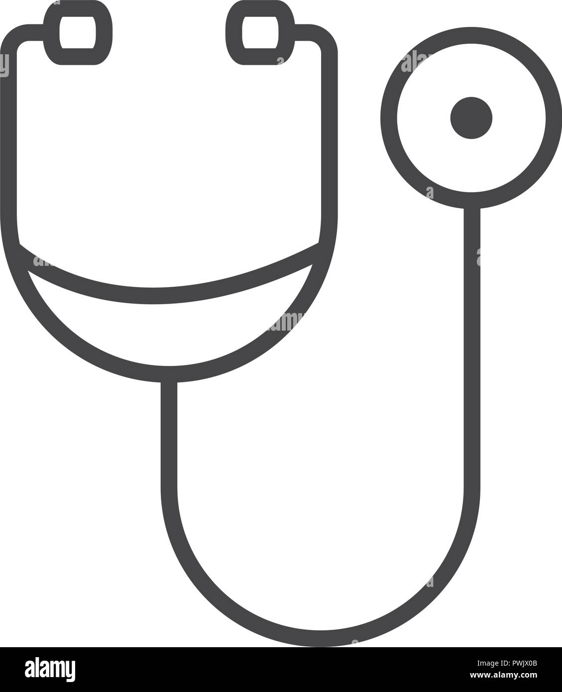 Stethoscope medical symbol in black and white vector illustration