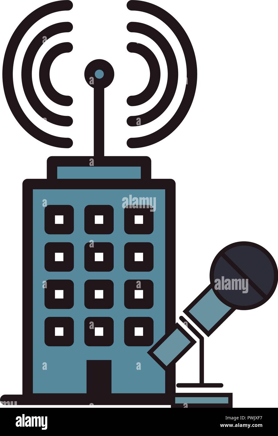 Microphone Building radio building and microphone symbol vector illustration graphic design ...