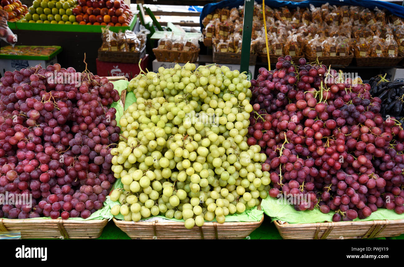Table grapes for sale at an outdoor market in San Francisco, California