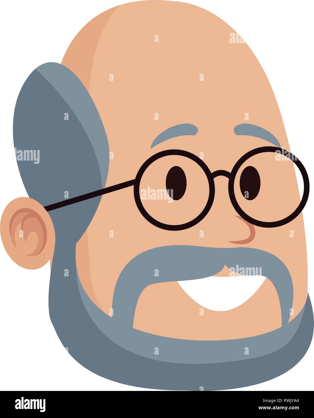 Adult man face smiling with glasses cartoon vector illustration graphic design Stock Vector