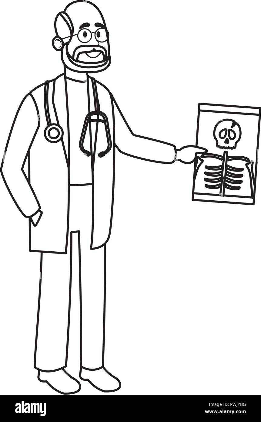 Doctor xray black white cartoon hi-res stock photography and images - Alamy