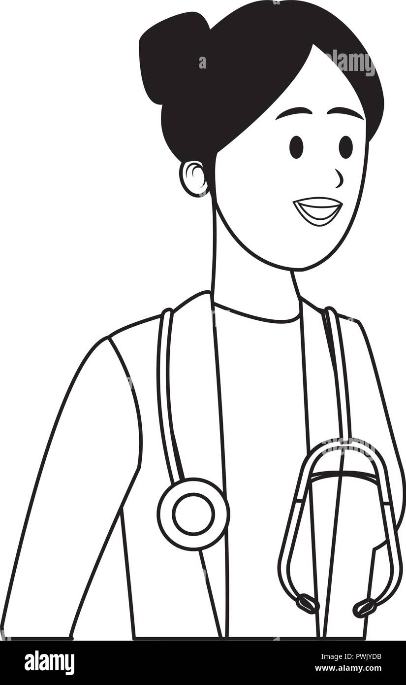 Doctor Cartoon Black And White : Isolated Woman Doctor Vector Photo Free Trial Bigstock, Medical avatar cartoon black and white.