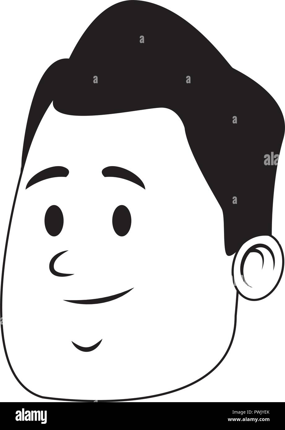 Man face smiling cartoon in black and white vector illustration graphic ...