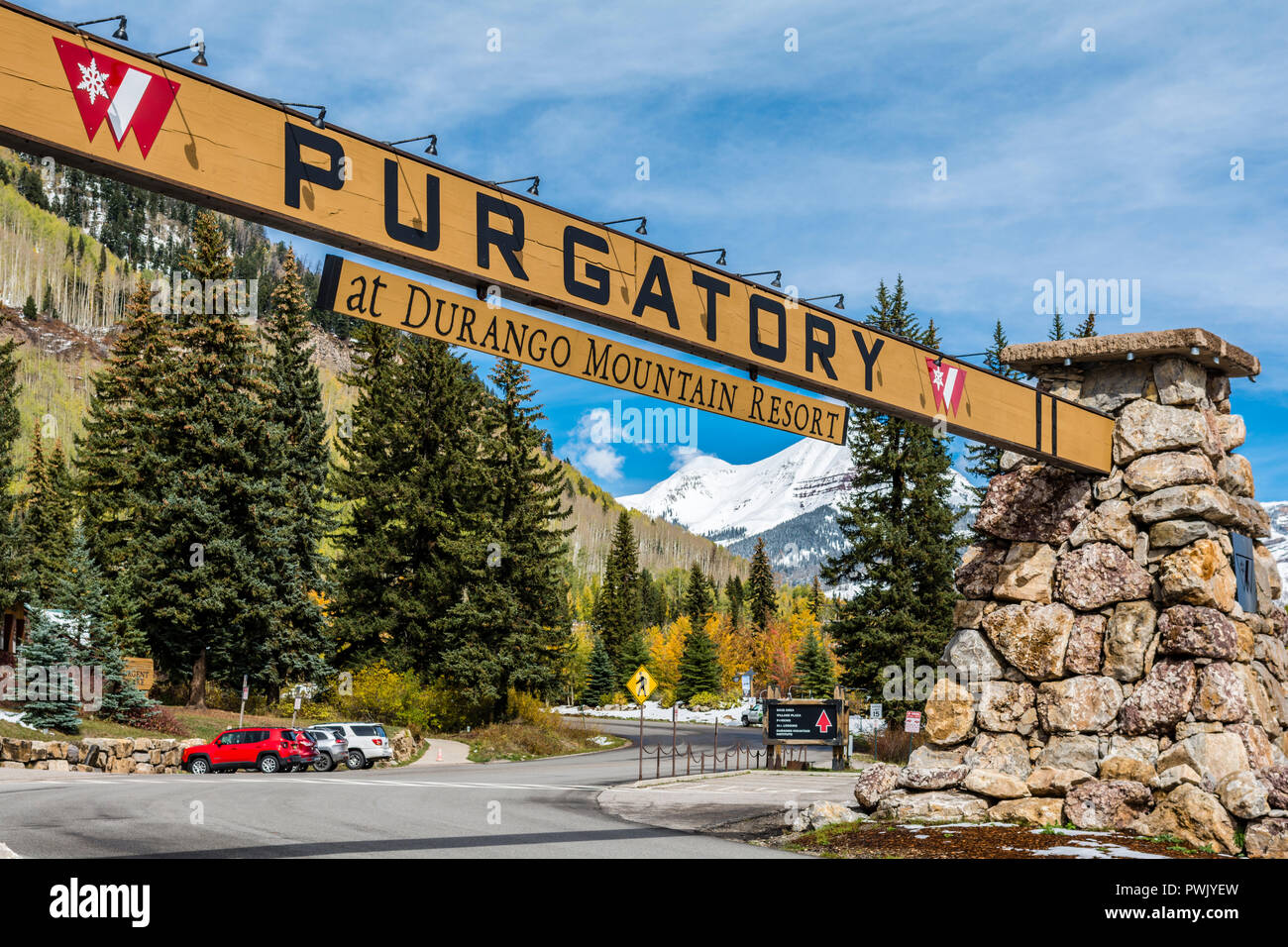 Purgatory Ski Area at Durango Mountain Resort, Durango Colorado, USA. Stock Photo