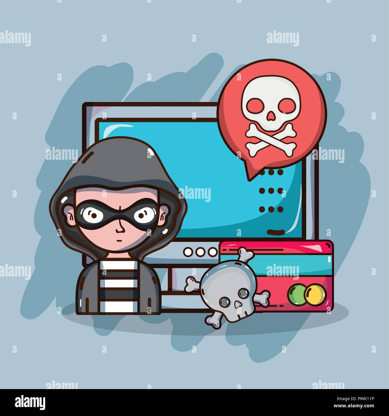 Hacker and security system technology Stock Vector