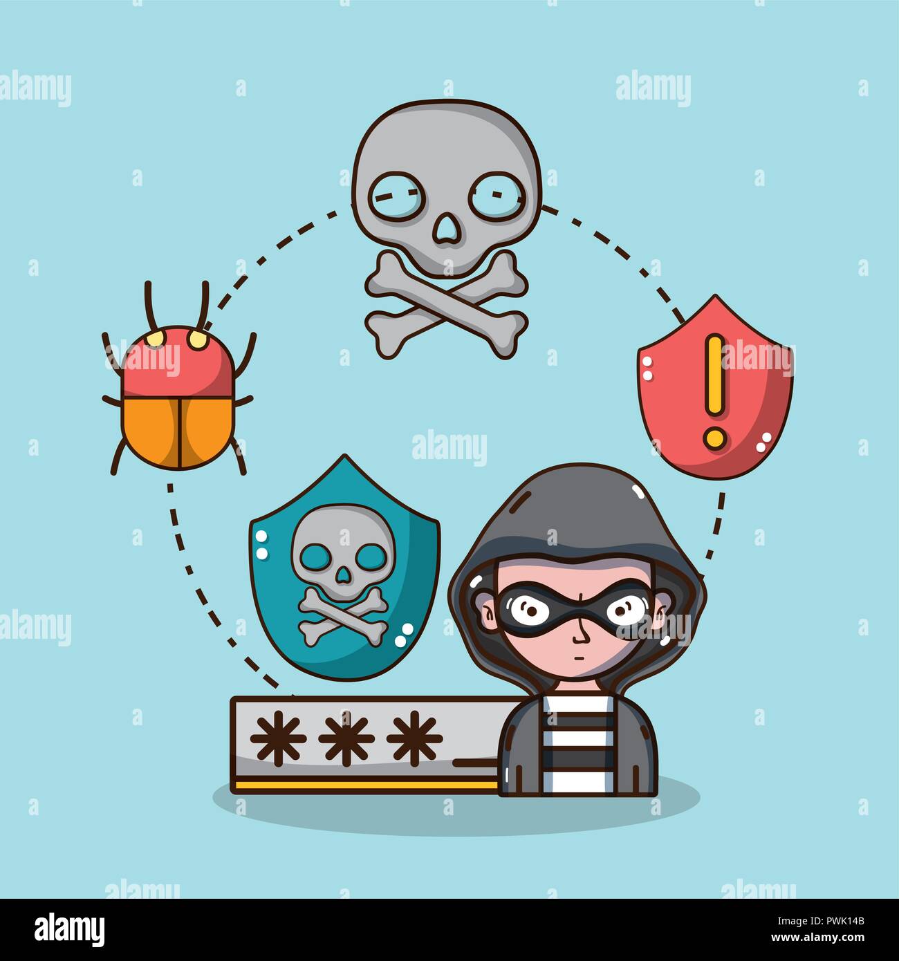 Hacker and security system technology Stock Vector