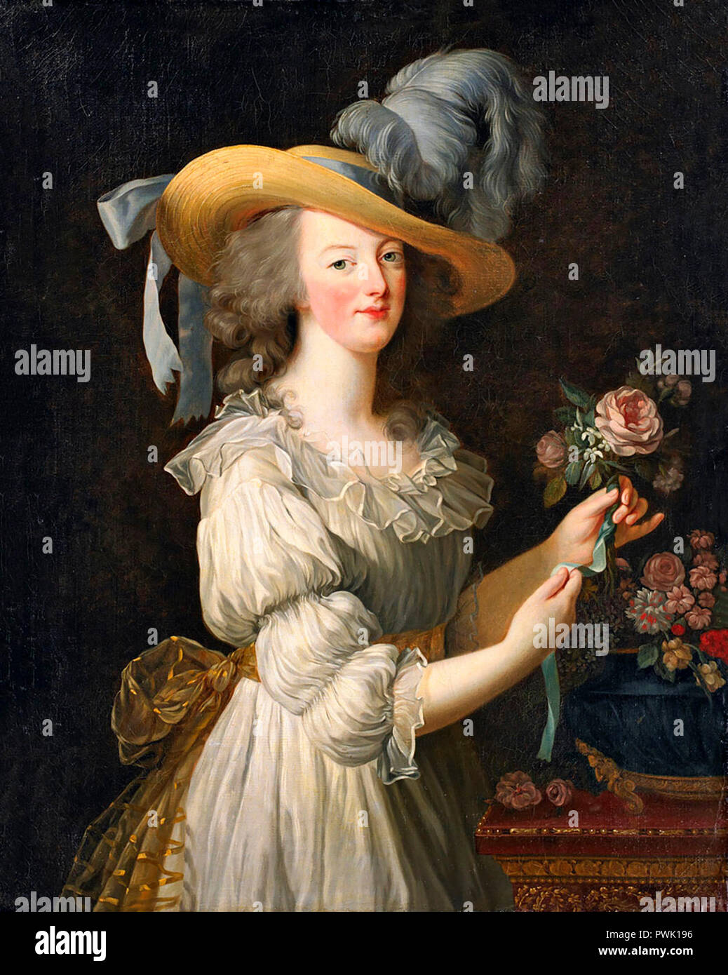 Marie Antoinette in a Muslin dress - Elisabeth Vigee Le Brun, 1783 Stock Photo