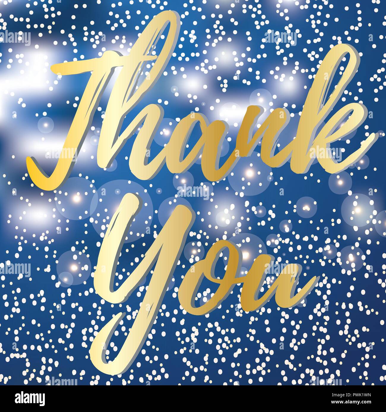 Thank You Hand lettering Greeting Card. Handmade calligraphy. Isolated  Vector On Blue Gradient Background With Glitter Stock Vector Image & Art -  Alamy
