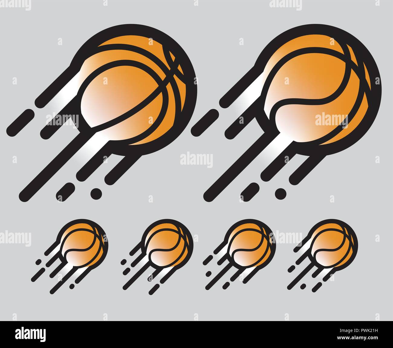 street basket ball in motion logo / icon vector line and color blended art illustartion clip art Stock Vector