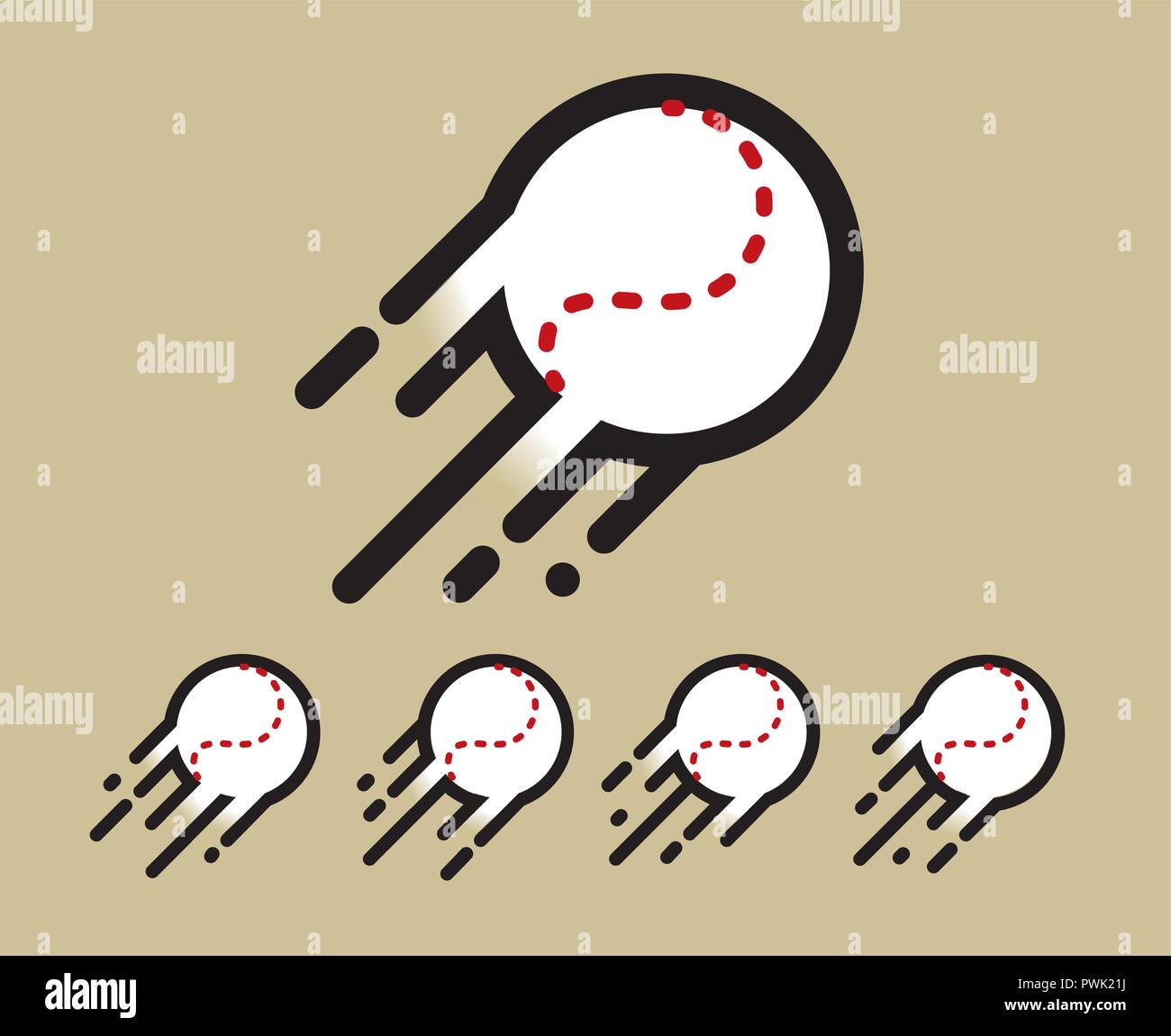 street softball ball in motion logo / icon vector line and color