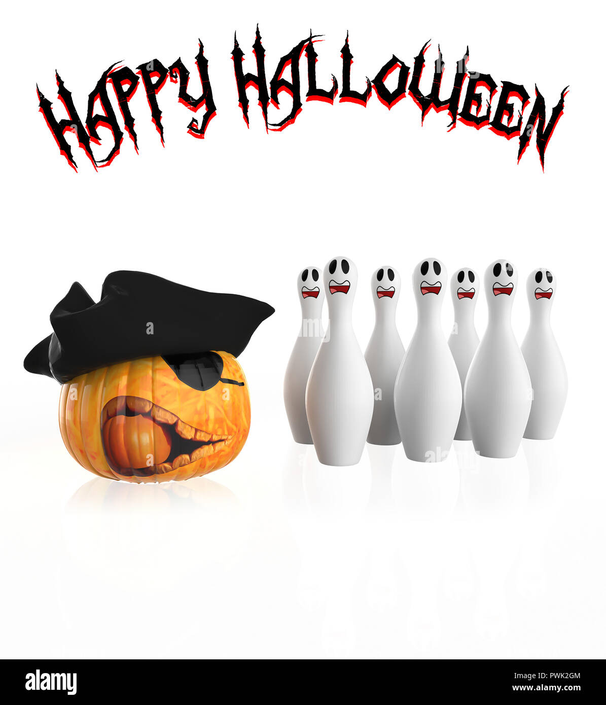 Happy Halloween design Ghost Balloons  and pumpkins Stock Photo
