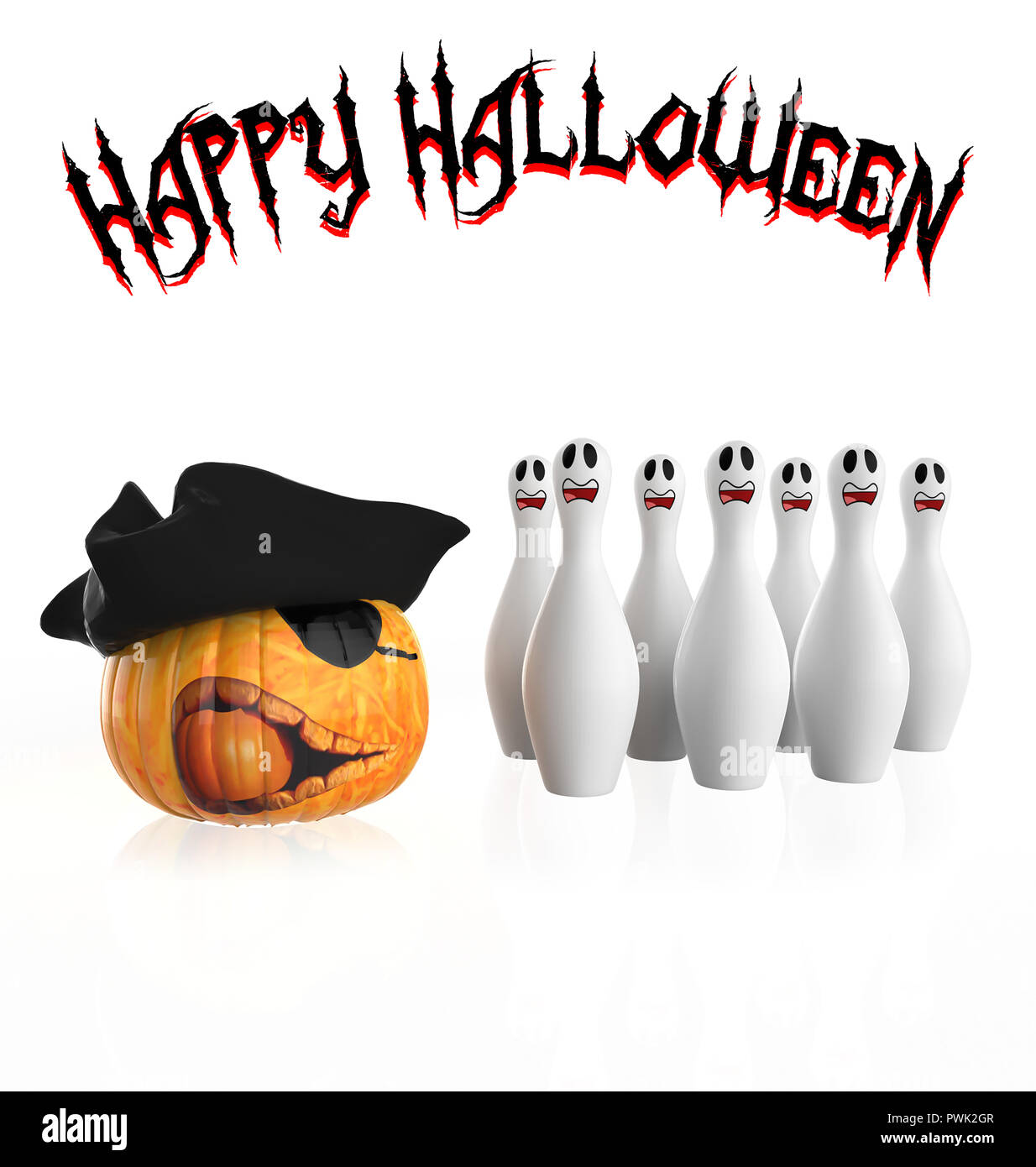 Happy Halloween design Ghost Balloons  and pumpkins Stock Photo