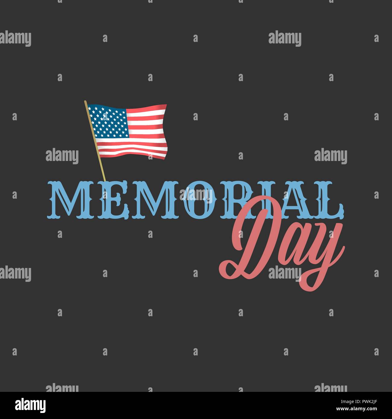 Vintage style Memorial day vector banner with American flag Stock ...