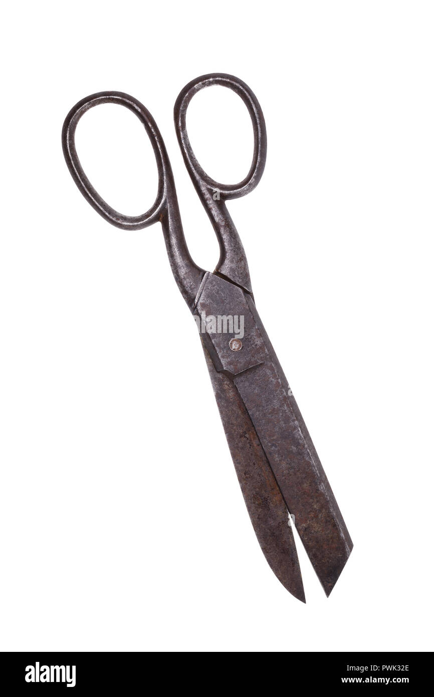 Old tailor scissors isolated on white background Stock Photo