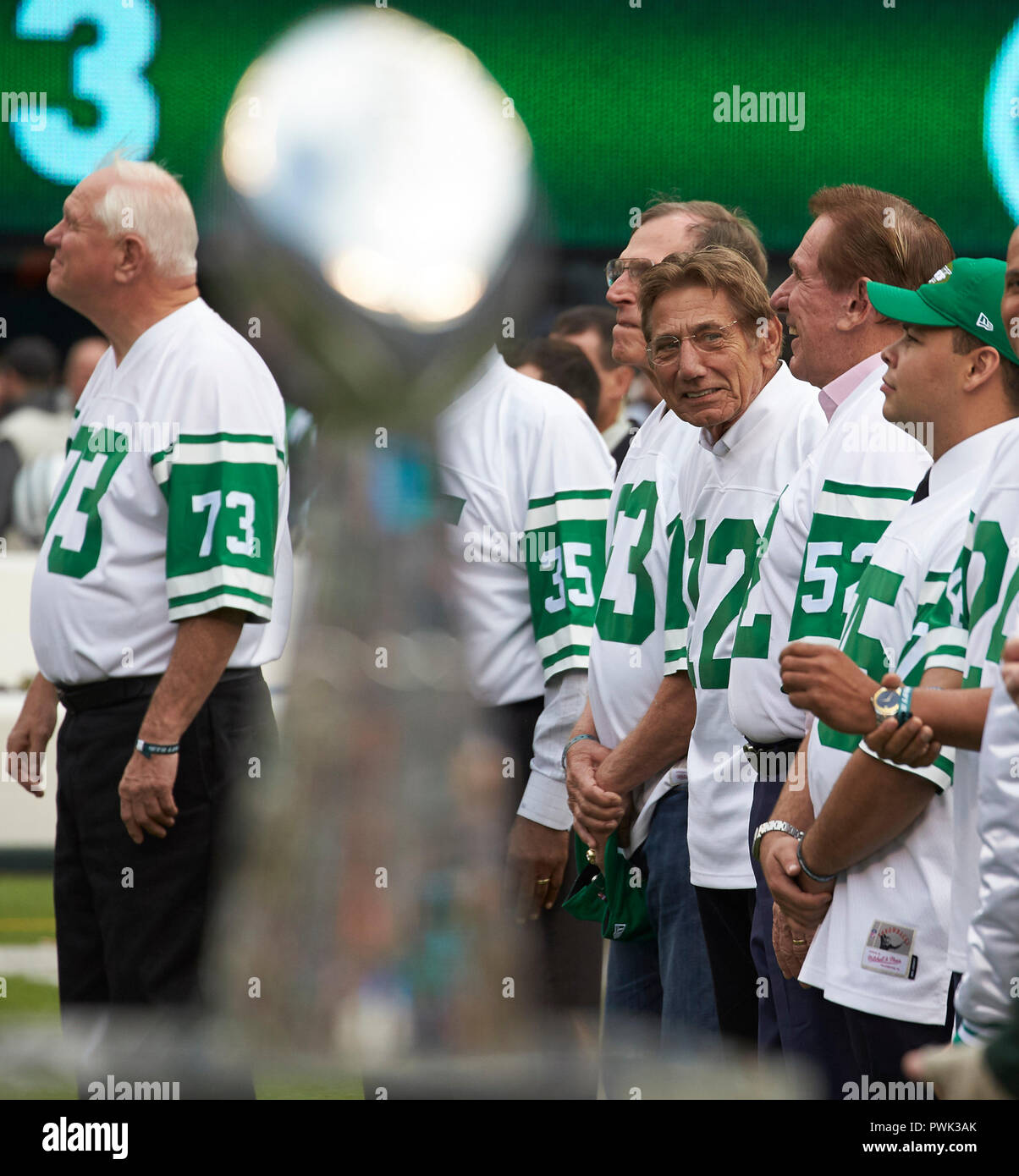 October 14, 2018 - East Rutherford, New Jersey, U.S. - Joe Namath during  the Super Bowl III 50th Anniversary celebration during halftime of the game  between the Indianapolis Colts and the New