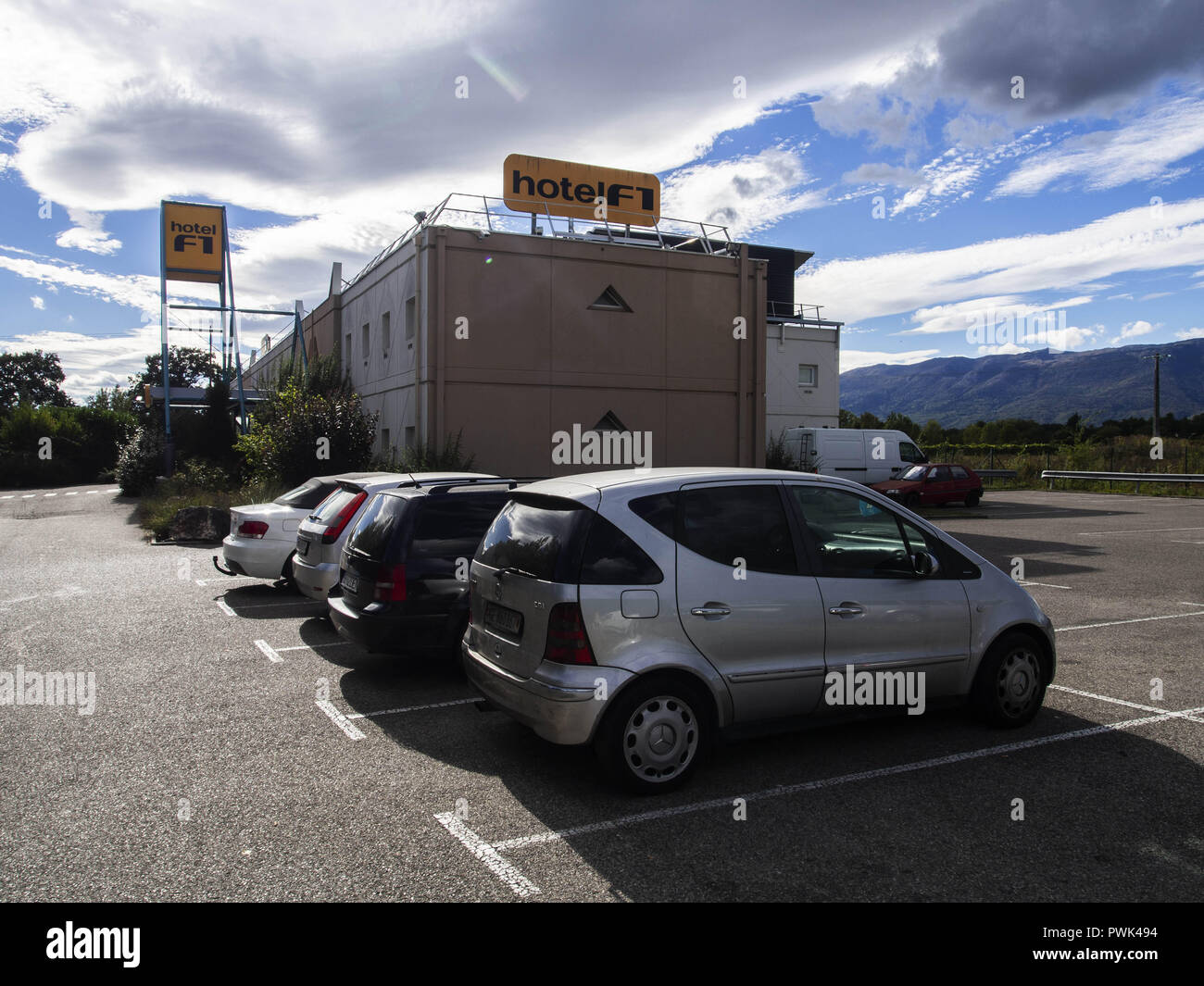 September 22, 2018 - Ferney-Voltaire, France - Hotel F1. Hotel Formule 1, or hotelF1 in France, is an international chain of ''super low budget'' or ''no frills'' hotels owned by AccorHotels. Credit: Igor Golovniov/SOPA Images/ZUMA Wire/Alamy Live News Stock Photo