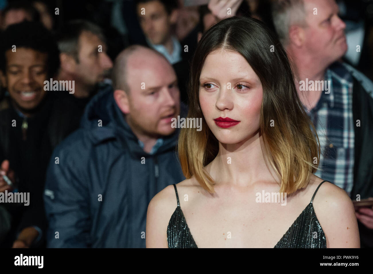 London, UK. 16th October 2018. Mia Goth attends the UK film premiere of 'Suspiria' at Cineworld, Leicester Square, during the 62nd London Film Festival Headline Gala. Credit: Wiktor Szymanowicz/Alamy Live News Stock Photo