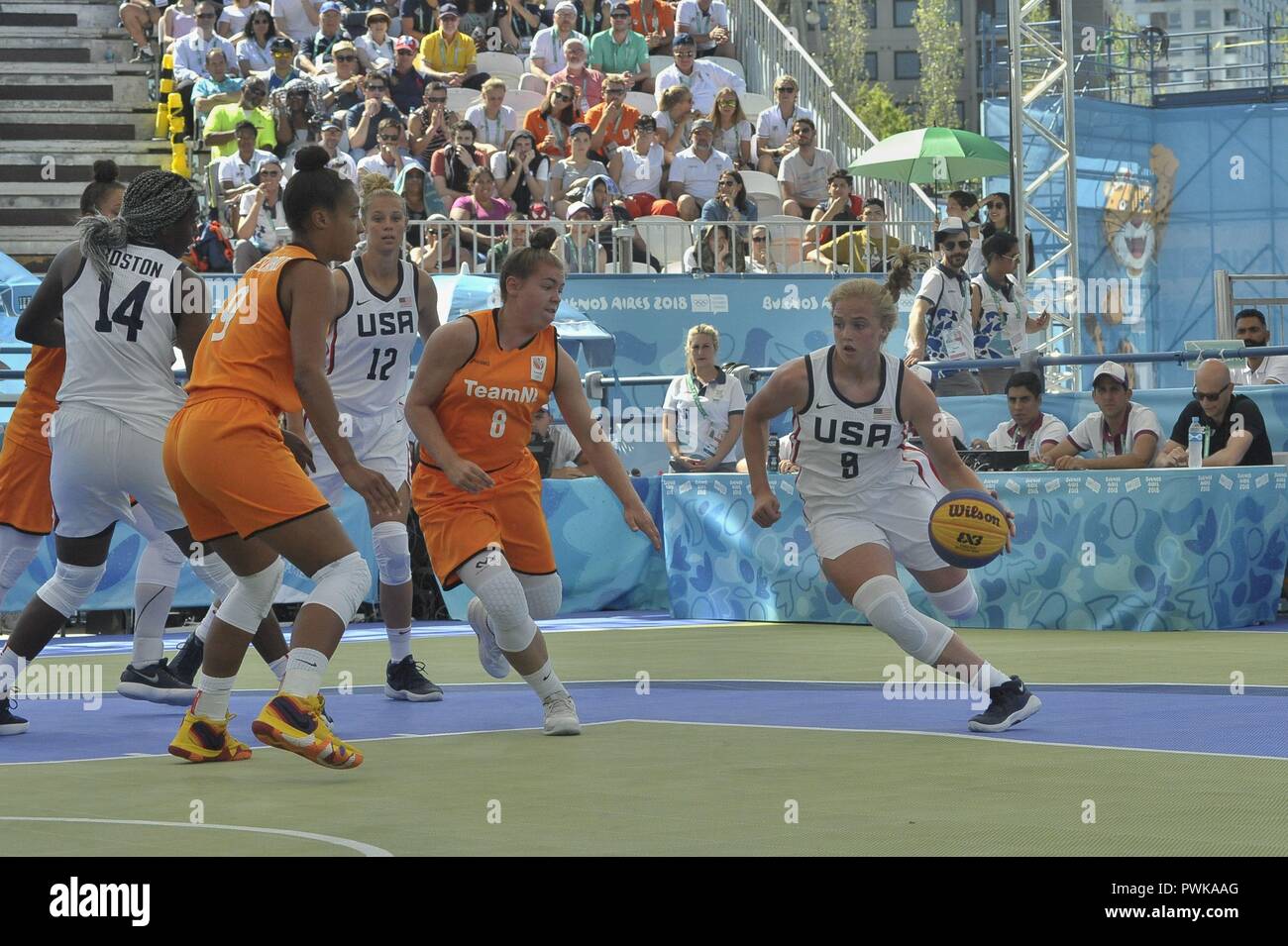 Buenos Aires, Buenos Aires, Argentina. 16th Oct, 2018. HAILEY VAN LITH of the USA plays the Quarterfinals match in which the USA beat Holland 18 to 14 during the Buenos Aires 2018 Youth Olympic Games. Credit: Patricio Murphy/ZUMA Wire/Alamy Live News Stock Photo