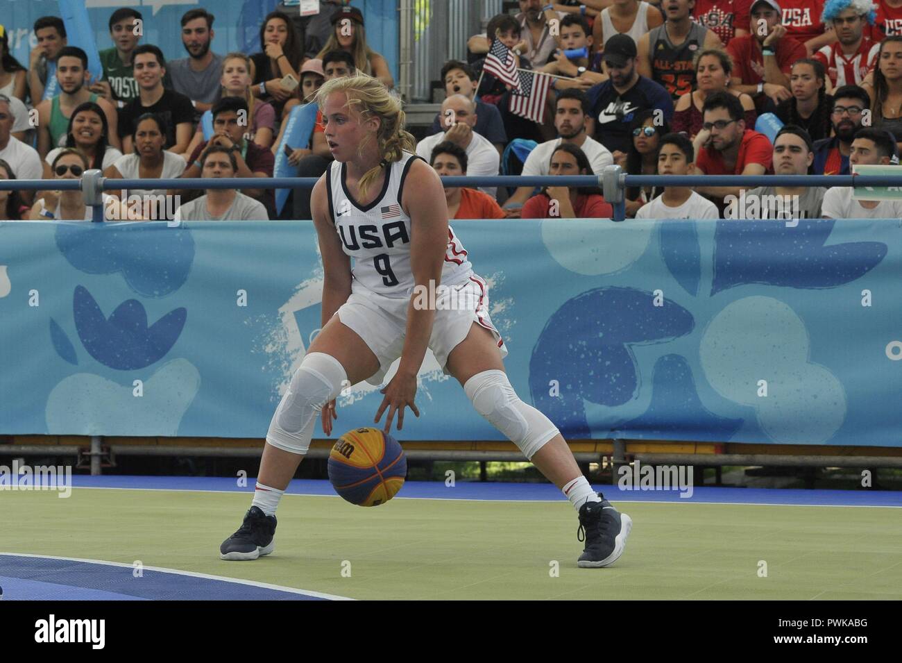 Buenos Aires, Buenos Aires, Argentina. 16th Oct, 2018. HAILEY VAN LITH of the USA plays the Quarterfinals match in which the USA beat Holland 18 to 14 during the Buenos Aires 2018 Youth Olympic Games. Credit: Patricio Murphy/ZUMA Wire/Alamy Live News Stock Photo
