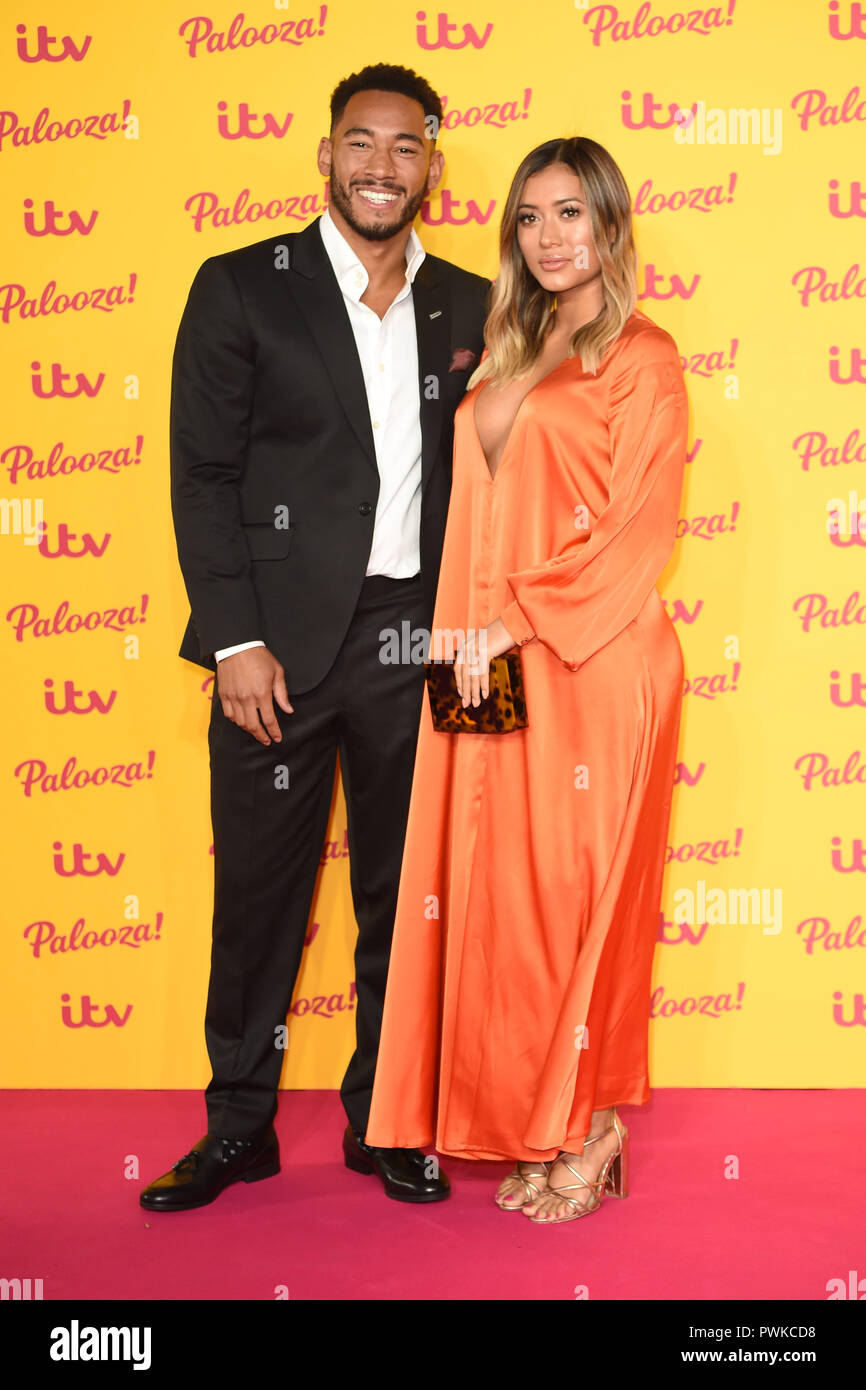 LONDON, UK. October 16, 2018: Josh Denzil & Kaz Crossley arriving for