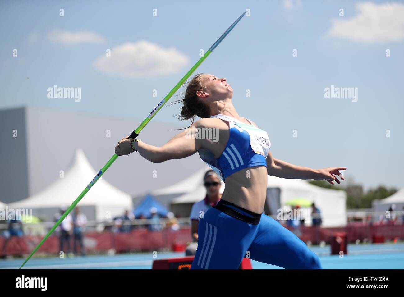 Buenos Aires Argentina 16th Oct 2018 Elina Tzengko Of Greece Competes During The Women S Javelin Throw Stage 2 Of Athletics Event At The 2018 Summer Youth Olympic Games In Buenos Aires Argentina