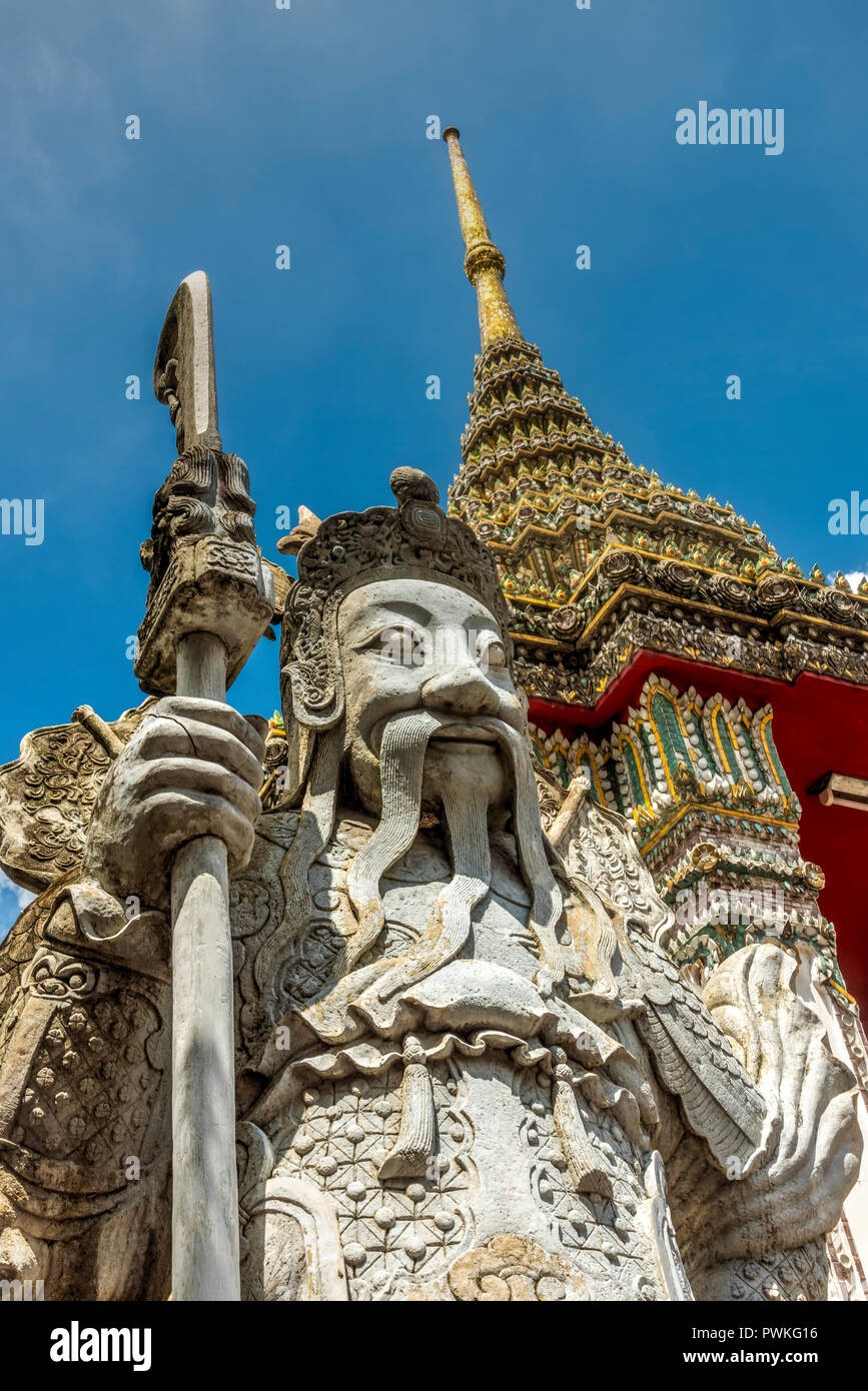 Chinese guardian figure, Wat Pho, Bangkok, Thailand Stock Photo