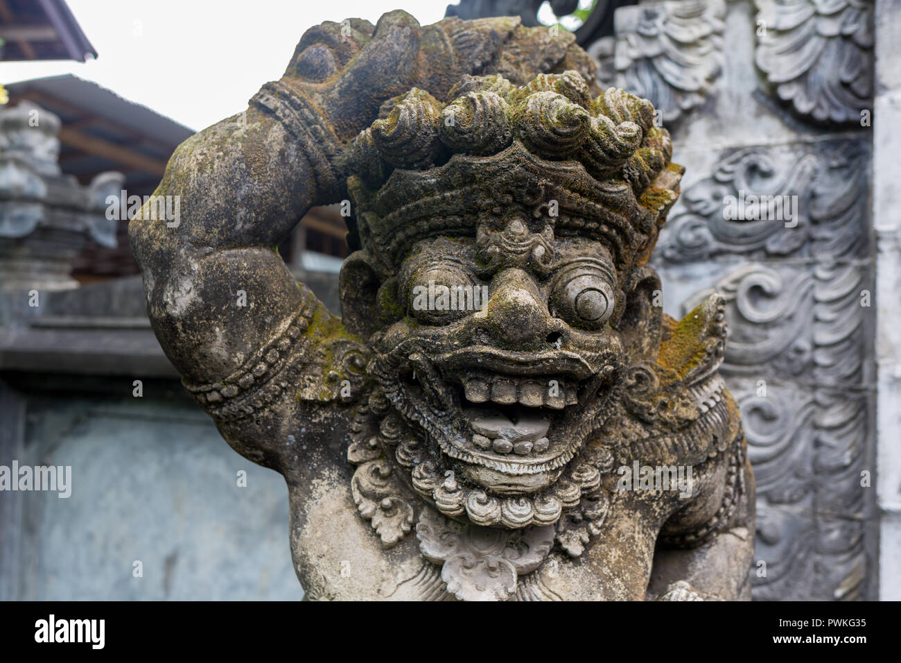Traditional stone statues depicting demons, gods and Balinese