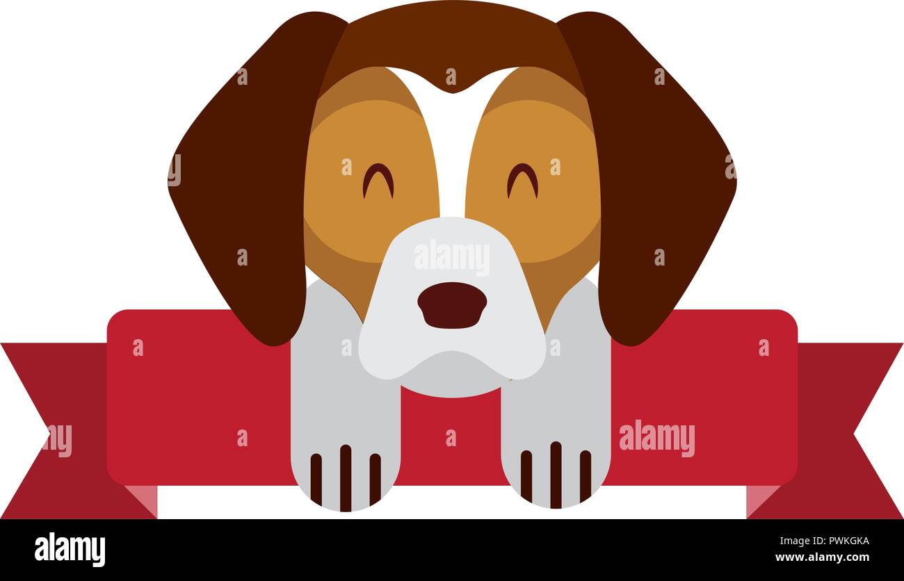 Dog Eating Ribbon cute mascot dog domestic ribbon vector illustration Stock Vector Image ...