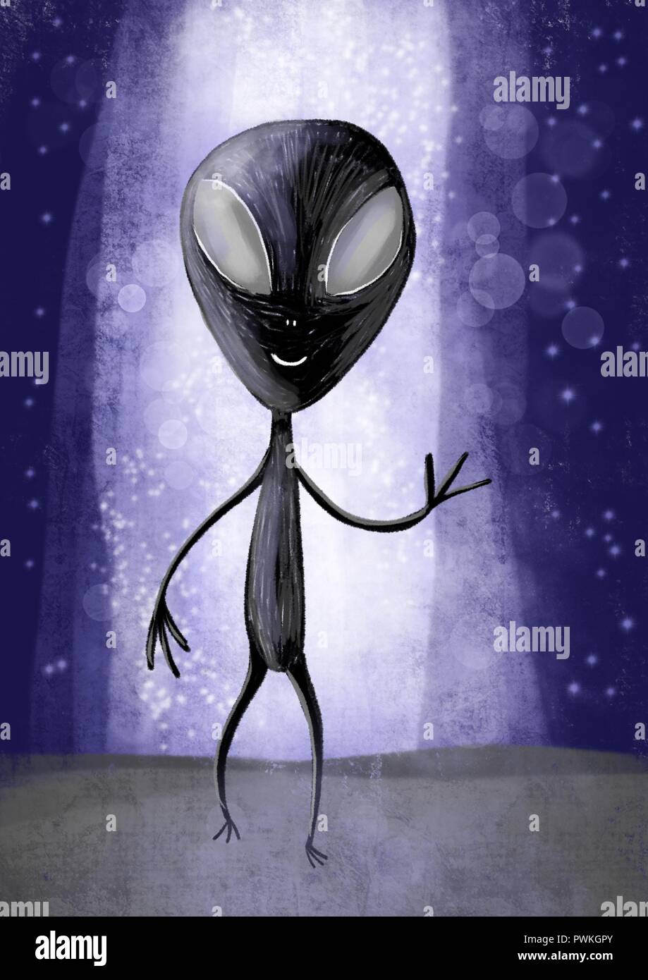 illustration of a Grey Alien Stock Photo - Alamy