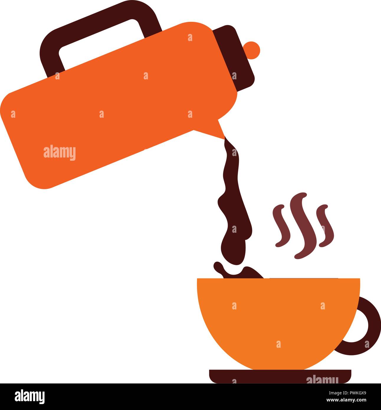 hot coffee is poured into a cup vector illustration Stock Vector Image ...