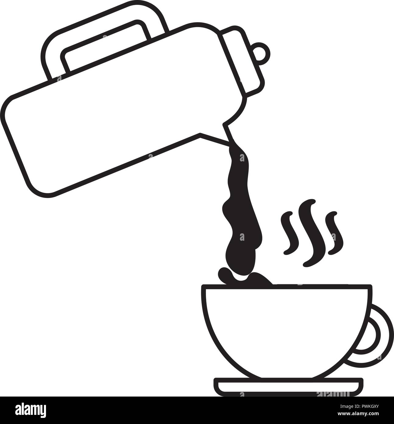 hot coffee is poured into a cup vector illustration Stock Vector Image ...