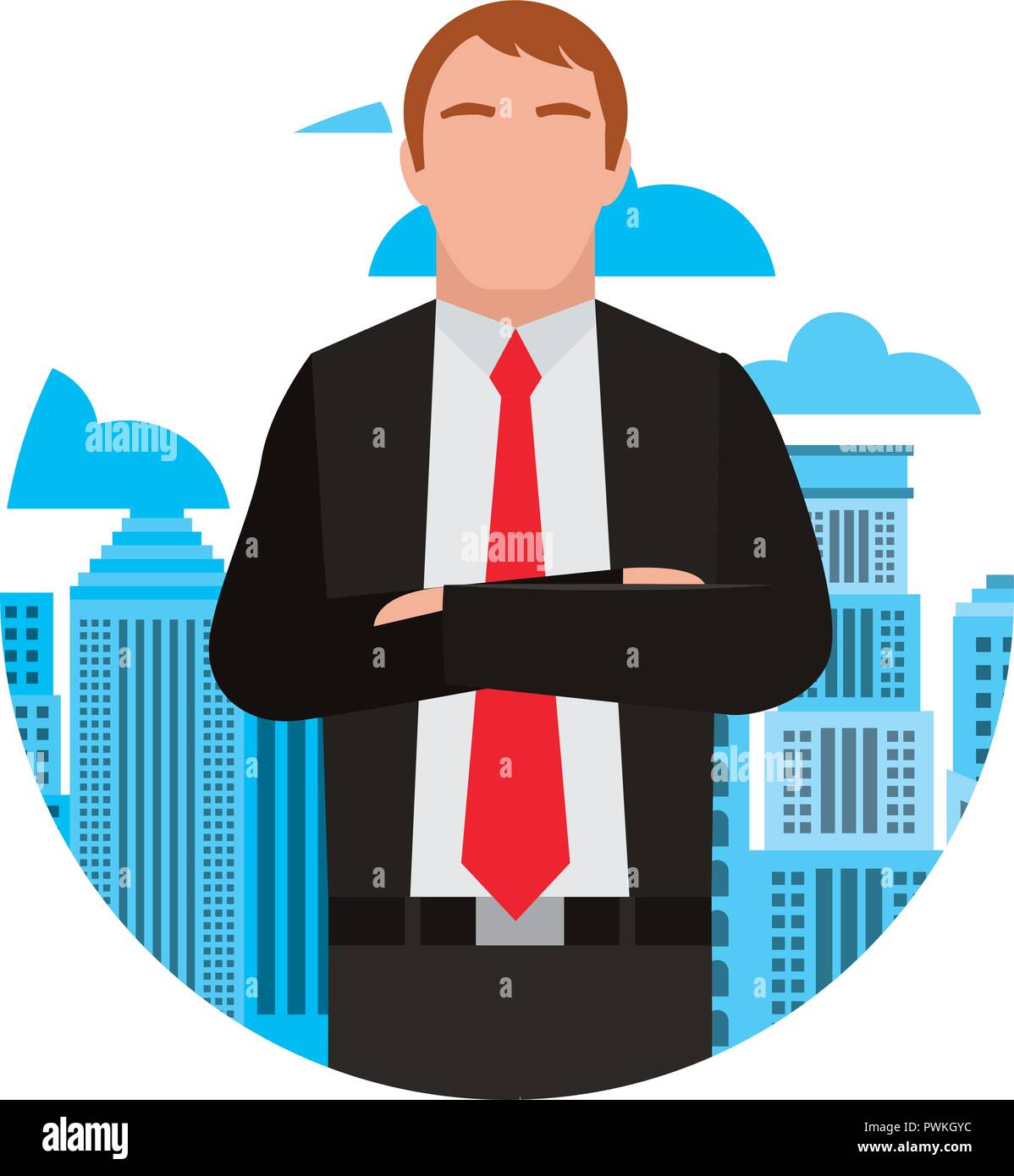 businessman portrait with city background vector illustration Stock ...