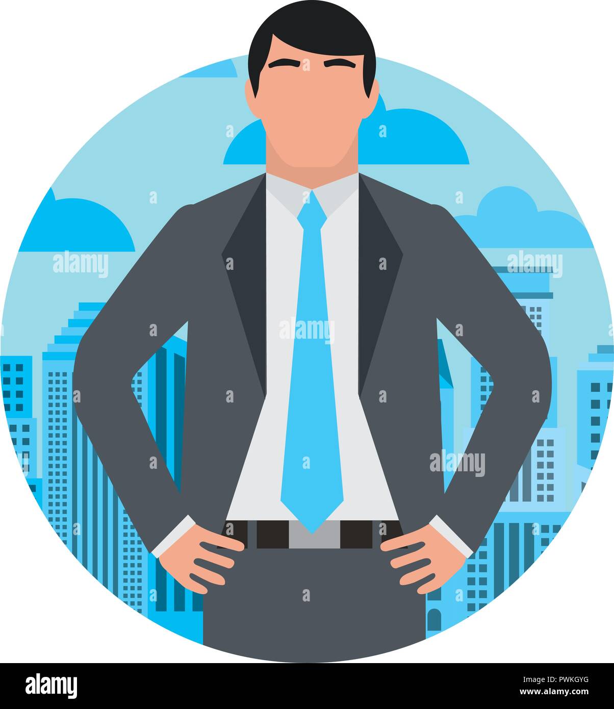businessman portrait with city background vector illustration Stock ...