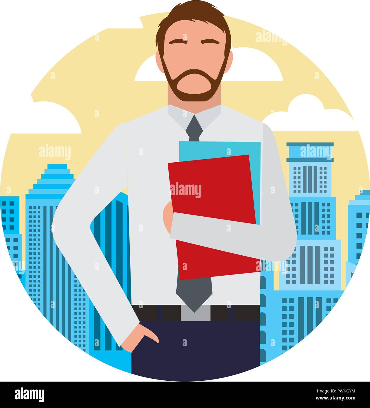 businessman portrait with city background vector illustration Stock ...