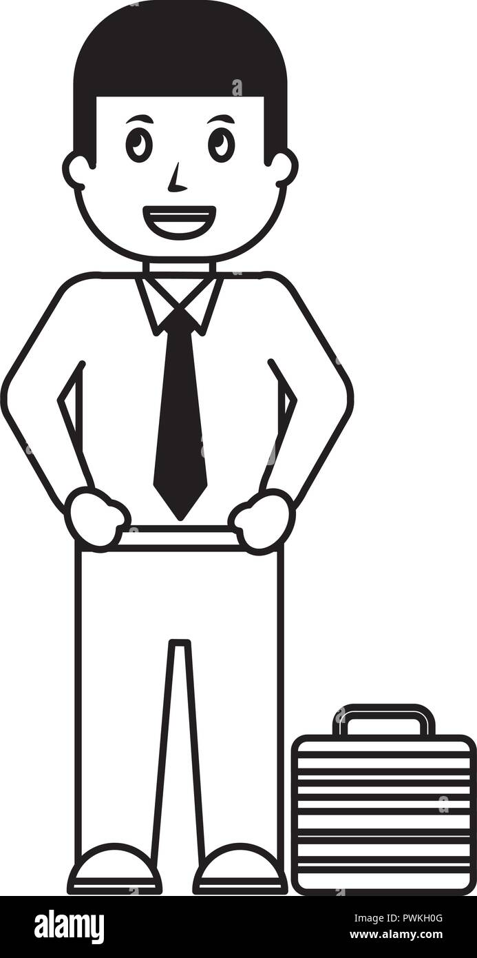 businessman character with business briefcase vector illustration Stock ...