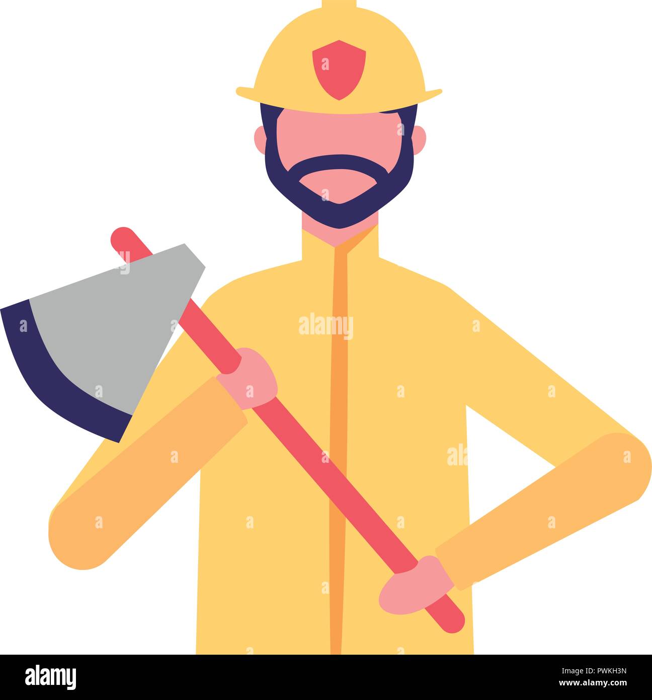 firefighter holding axe occupation labor vector illustration Stock ...