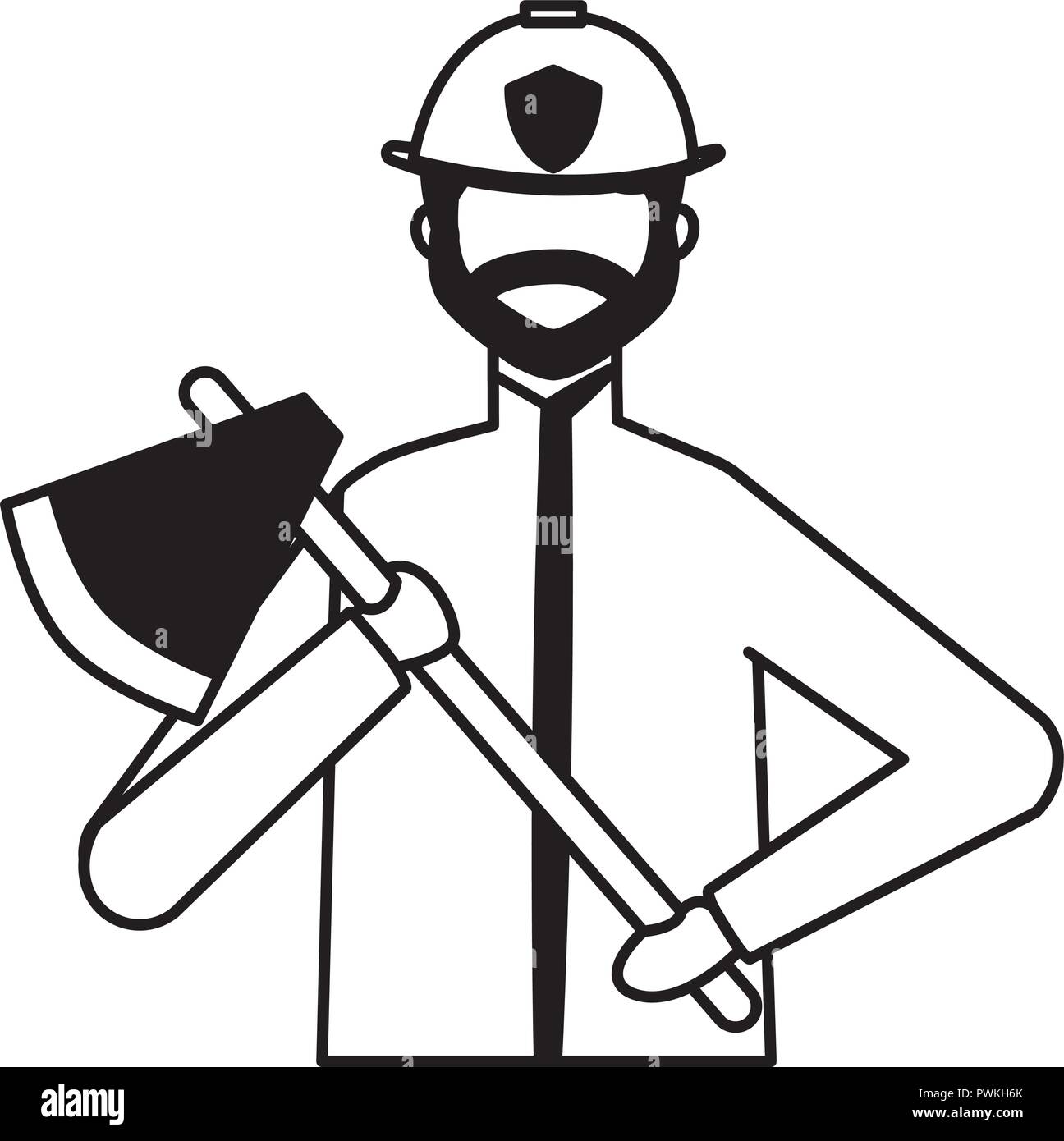 firefighter holding axe occupation labor vector illustration Stock ...