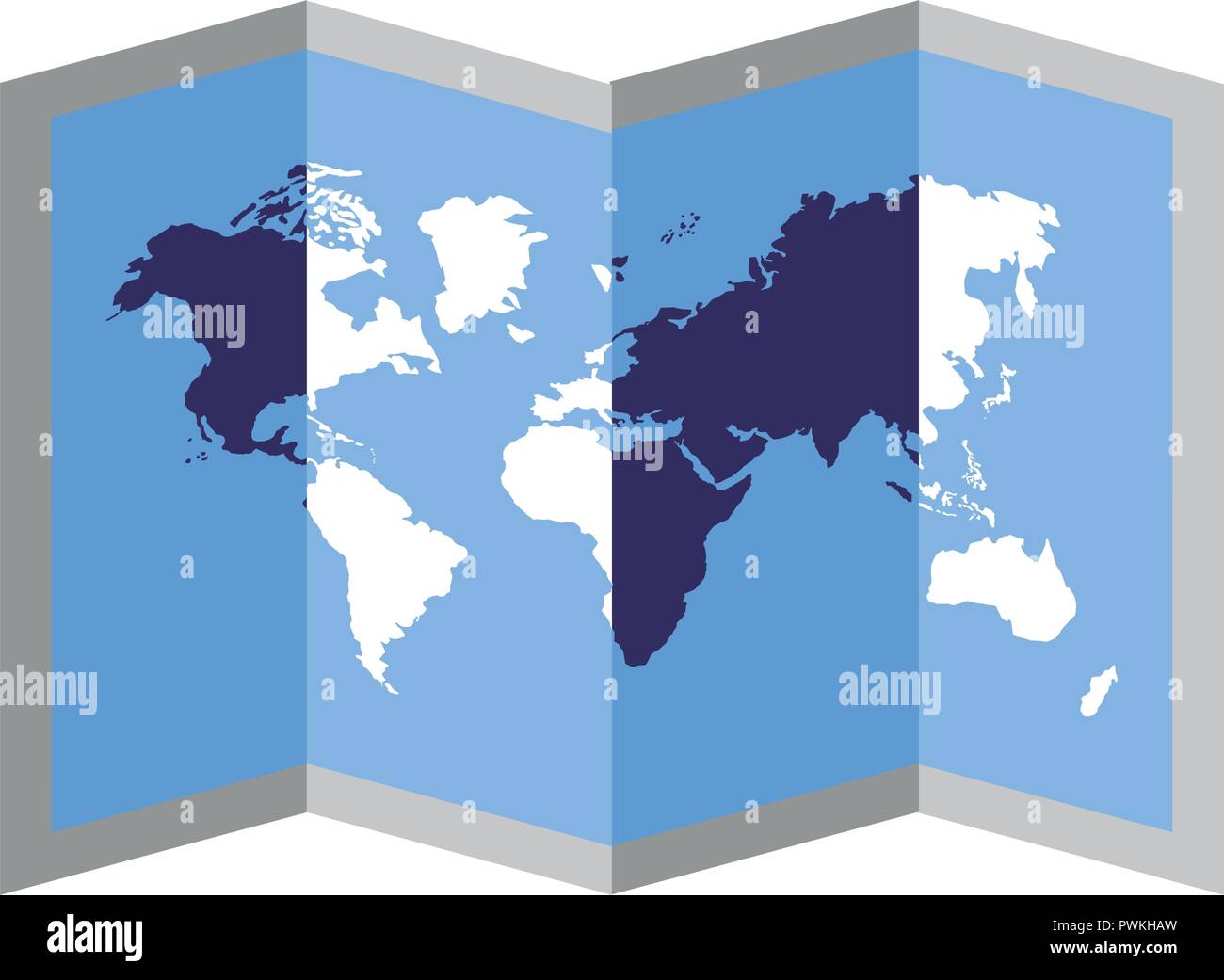 folded map world navigation location vector illustration Stock Vector ...