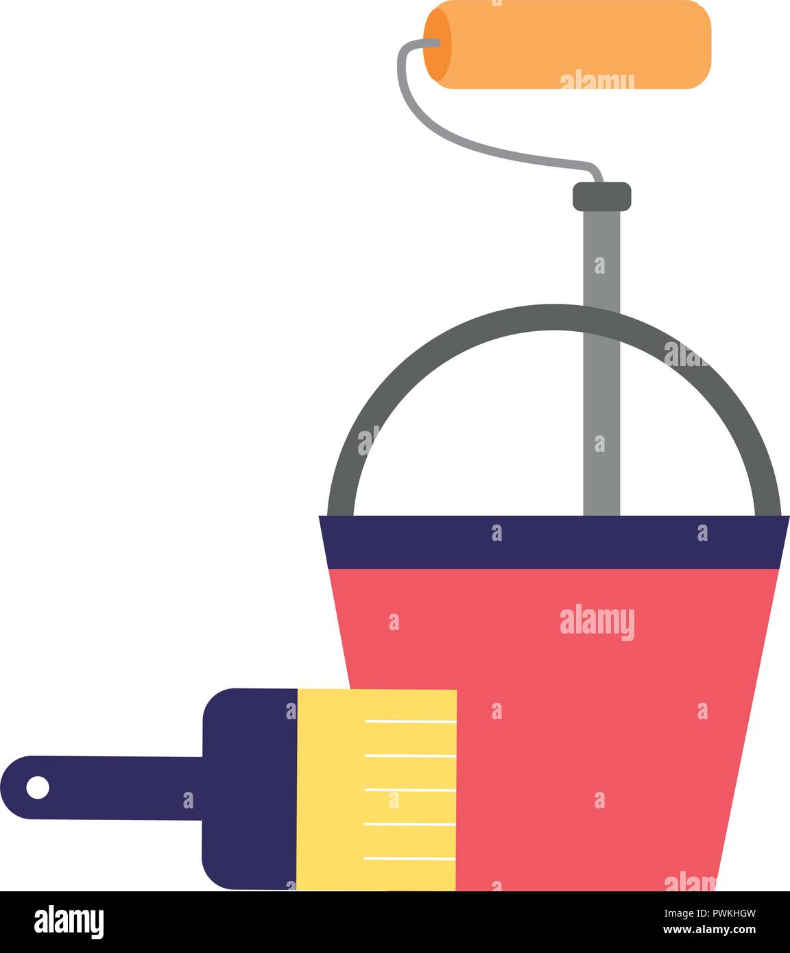 construction repair bucket roller paint and brush vector illustration ...